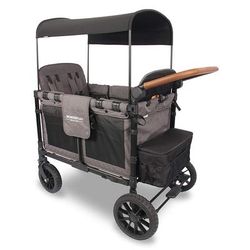 WonderFold W4 Luxe Multifunctional Quad (4 Seater) Stroller Wagon - Charcoal Gray/Black Frame