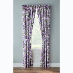 Florence Panel Set with Tiebacks by BrylaneHome in Plum Floral Curtain