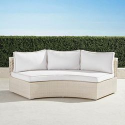 Pasadena II Modular Sofa in Ivory Wicker - Standard, Air Blue with Canvas Piping - Frontgate