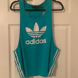 Adidas Tops | Adidas Tank With Flower Detail | Color: Blue | Size: M