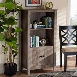 Baxton Studio Derek Modern Transitional Natural Oak Finished Wood 3-Tier Bookcase - Wholesale Interiors MH1224-Oak-Bookcase