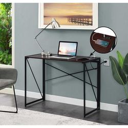 Xtra Folding Desk with Charging Station - Convenience Concepts 090111ESBLEL