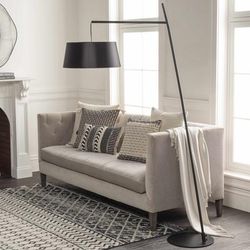 Parys 75"H x 45"W x 20"D Modern Lamp Black/White/Translucent Floor Lamp - Boutique Rugs