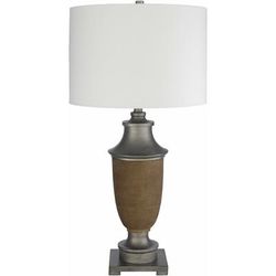 Matungao 32"H x 16"W x 16"D Traditional End Table Lamp White/Brown/Off White/Nickel/Translucent/Silver/Dark Red/Ivory/Metallic Silver/Metallic - Nickel Table Lamp - Boutique Rugs