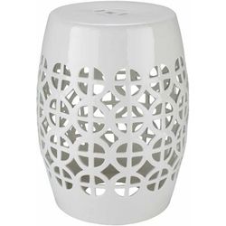 Balanacan 18"H x 13"W x 13"D Home Decor White Outdoor Stool - Boutique Rugs
