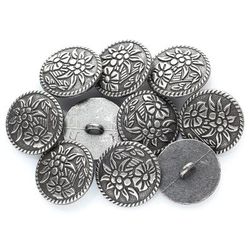 buttinette Boutons tyroliens ronds "edelweiss", argent, 20 x 20 mm, 10 pièces