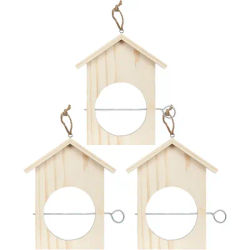 Mangeoires en bois "maisons", 3 pièces