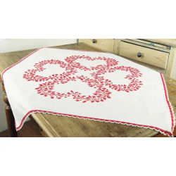 Nappe à broder "4 cœurs", crème