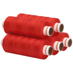 buttinette Fil à coudre universel, grosseur : 100, lot de 5 bobines, rouge clair