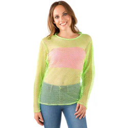 T-shirt filet pour femmes fortes, vert fluo