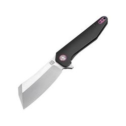Artisan Cutlery Osprey Framelock Folding Knife 5in Closed 3.75in Satin Bohler M390 SS Blade Black Titanium Handle Pocket Clip Black Nylon Zippered