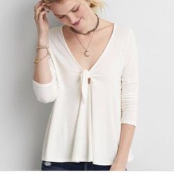 American Eagle Outfitters Tops | American Eagle Soft & Sexy White 3/4 Sleeve Shirt | Color: White | Size: M