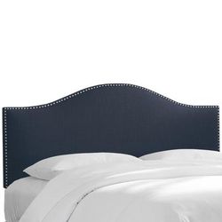 Ashland Nail Button Headboard by Skyline Furniture in Linen Navy (Size QUEEN)