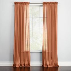 BH Studio Sheer Voile Rod-Pocket Panel Pair by BH Studio in Autumn Leaves (Size 120"W 108"L) Window Curtains