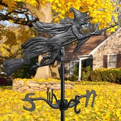 Flying Witch Garden Weathervane by Whitehall Products in Black