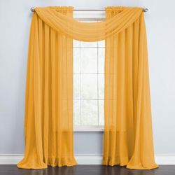 Wide Width BH Studio Sheer Voile Scarf Valance by BH Studio in Gold (Size 40" W 144"L) Window Curtain