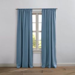 Wide Width BH Studio Room-Darkening Rod-Pocket Panel by BH Studio in Smoke Blue (Size 54" W 84" L) Window Curtain
