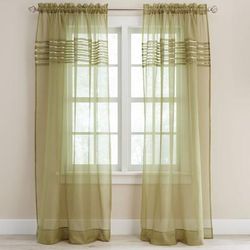 Wide Width BH Studio Sheer Voile Pleated Rod-Pocket Panel by BH Studio in Sage (Size 56" W 95" L) Window Curtain