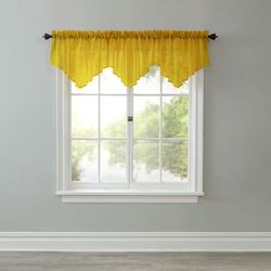 BH Studio Sheer Voile Ascot Valance by BH Studio in Gold Window Curtain