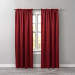 Wide Width BH Studio Room-Darkening Rod-Pocket Panel by BH Studio in Burgundy (Size 54" W 95" L) Window Curtain