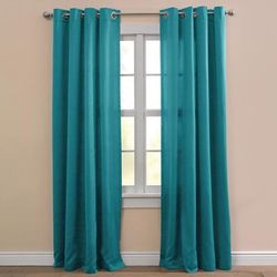 Wide Width BH Studio Room-Darkening Grommet Panel by BH Studio in Teal (Size 54" W 63" L) Window Curtain