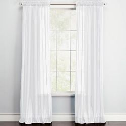BH Studio Sheer Voile Rod-Pocket Panels -Set of 2 by BH Studio in Eggshell (Size 120"W 95" L) Window Curtains