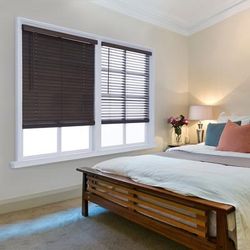 Wide Width Cut-To-Width 2" Distressed FW Blind by Whole Space Industries in Brown (Size 29" W 72" L)