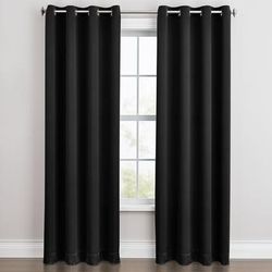Wide Width BH Studio Room-Darkening Grommet Panel by BH Studio in Black (Size 54" W 72" L) Window Curtain