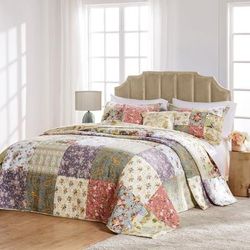 Blooming Prairie Bedspread Set by Greenland Home Fashions in Sage (Size QUEEN)