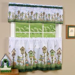 Wide Width Home Sweet Home Tier and Valance Window Curtain Set by Achim Home Décor in Multi (Size 58" W 36" L)