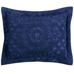 Rio Collection Tufted Chenille Sham by Better Trends in Navy (Size STANDARD)