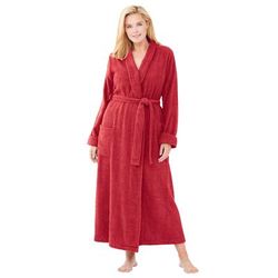 Plus Size Women's Long Terry Robe by Dreams & Co. in Classic Red (Size M)