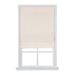 Wide Width Cordless Velveteen Flat Roman Shade by Whole Space Industries in Ivory (Size 23" W 64" L)