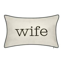 Celebrations "Husband" and "Wife" Embroidered Decorative Pillow by Levinsohn Textiles in Oyster Black