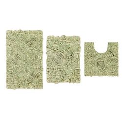 Bellflower 3-Pc. Bath Rug Set by Home Weavers Inc in Green (Size 3 RUG SET)