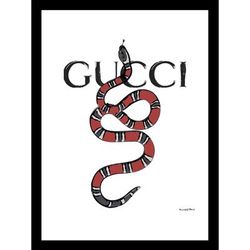 Gucci Snake Red/Black 14" x 18" Framed Print by Venice Beach Collections Inc in Red Yellow