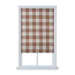 Wide Width Cordless Plaid Flat Roman Shade by Whole Space Industries in Willow (Size 23" W 64" L)