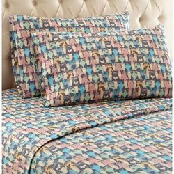 Micro Flannel® Cat Print Sheet Set by Shavel Home Products in Flannel (Size QUEEN)