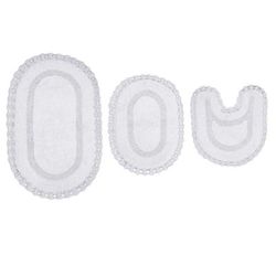 Hampton Crochet 3-Pc. Bath Mat Set by Home Weavers Inc in White (Size 3 RUG SET)