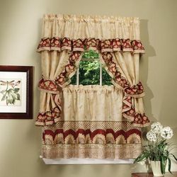 Wide Width Sunflower Cottage Window Curtain Set by Achim Home Décor in Antique (Size 57" W 36" L)