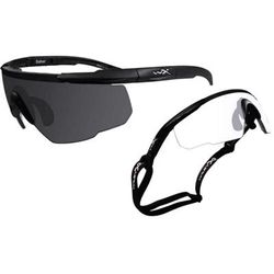Wiley X Saber Advanced Sunglasses - 2 Full Glasses 2 Matte Black Frames w/ Smoke Grey Lens & Clear Lens 307