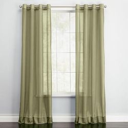 Wide Width BH Studio Sheer Voile Grommet Panel by BH Studio in Sage (Size 56" W 84" L) Window Curtain