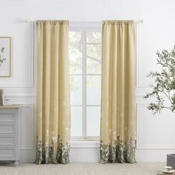 Dandelion Taupe Curtain Panel Pair by Barefoot Bungalow in Taupe