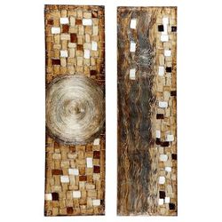 Juniper + Ivory Set of 2 70 In. x 20 In. Modern Abstract Wall Art Gold Wood - Juniper + Ivory 80943