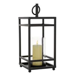 Juniper + Ivory 19 In. x 8 In. Contemporary Candle Holder Lantern Black Iron - Juniper + Ivory 67414