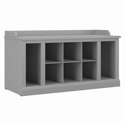 "kathy ireland® Home by Bush Furniture Woodland 40W Shoe Storage Bench with Shelves in Cape Cod Gray - Bush Furniture WDS240CG-03 "