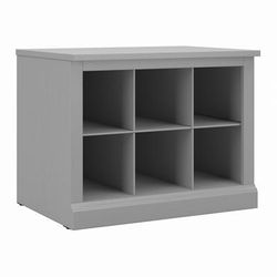 "kathy ireland® Home by Bush Furniture Woodland 24W Small Shoe Bench with Shelves in Cape Cod Gray - Bush Furniture WDS224CG-03 "