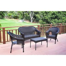 Set Of 4 Espresso Resin Wicker Clark Conversation Set Without Cushion- Jeco Wholesale W00402-G