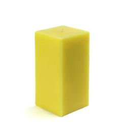 3 X 6 Inch Yellow Square Pillar Candle- Jeco Wholesale CPZ-142