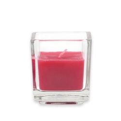 Red Square Glass Votive Candles (12Pc/Box)- Jeco Wholesale CVZ-034